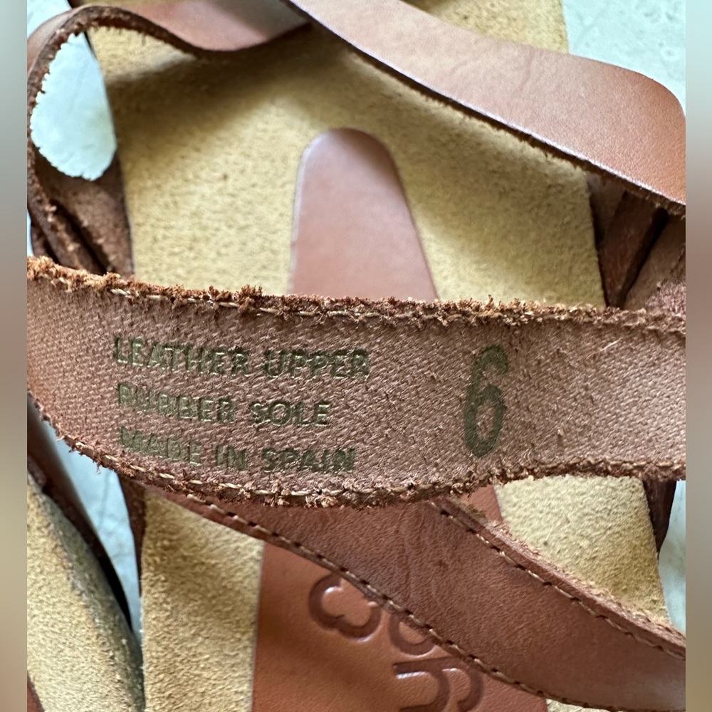 Leather Strappy Brown Women's Sandals - Picture 6 of 8